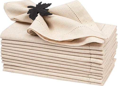 Vista 21 de Lightnpro - Juego de 6 servilletas de algodón con dobladillo blanco de 18 x 18 pulgadas, suaves y lavables, elegantes servilletas de mesa