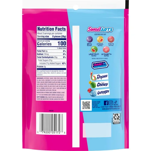 Vista 9 de SweeTARTS Caramelos Chewy Fusions, mezcla de ponche de frutas, dulce y agrio, 9 onzas