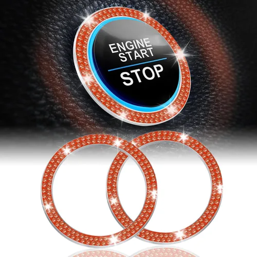 Vista 30 de LivTee 2 PCS Anillo de Decoración de Cristal con Pedrería para Motor de Automóvil de Arranque y Parada, Accesorios Brillantes para Interior de Negro