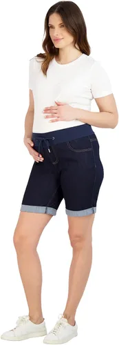 Vista 4 de Women's Maternity Shorts Double Roll Cuff - Mom Comfy Activewear, Pregnancy Clothes for Summer, BCI Certified