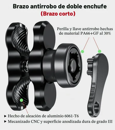 Vista 2 de BRCOVAN - Brazo de doble enchufe de aleación de aluminio antirrobo (brazo corto)