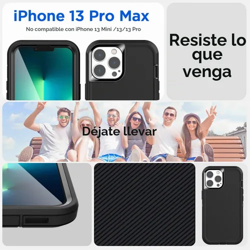 Vista 2 de AICase Funda para iPhone 13 Pro Max/12 Pro Max con protector de vidrio, protección contra caídas de alta resistencia, cuerpo completo, a prueba