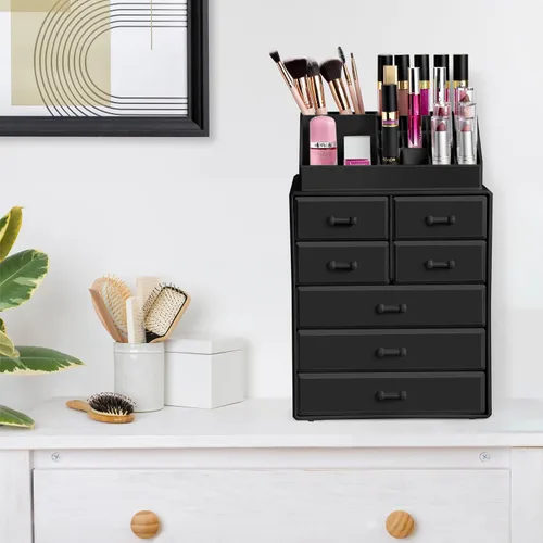 Vista 3 de Sorbus Organizador de Maquillaje, Soporte para Brochas y Cajones de Almacenamiento de Maquillaje - Organizador de Maquillaje Acrílico para Tocador