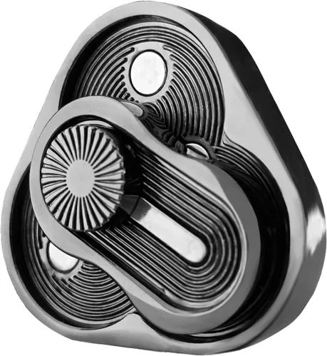 Vista 2 de Deslizador de metal para ansiedad, rotación triangular, forma de trébol, juguetes EDC para adultos para aliviar el estrés y la ansiedad, TDAH Negro