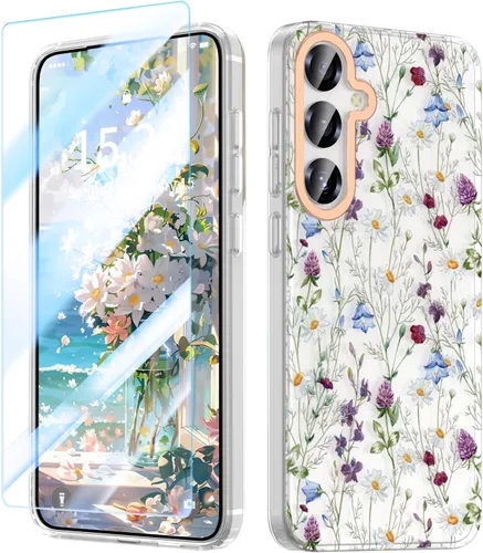 Vista 9 de MILPROX Funda para Samsung Galaxy S25 - Cubierta Slim Fit Floral S-25, Elegante Diseño de Flores Femenino, Carcasa Protectora Linda Ultra-Delgada
