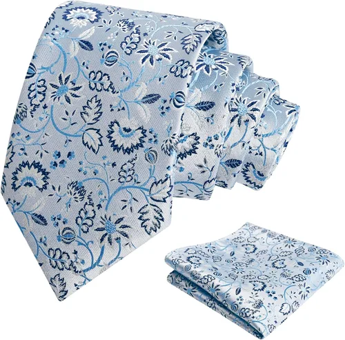 Vista 214 de Alizeal Mens 3.15inches Leaf Flower Pattern Tie with Floral Pocket Square Set
