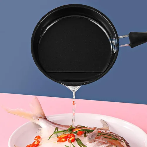 Vista 9 de Mini sartén, huevos de acero inoxidable, panqueques para evitar el palo, olla de inducción redonda para desayuno, sartén pequeña con mango largo