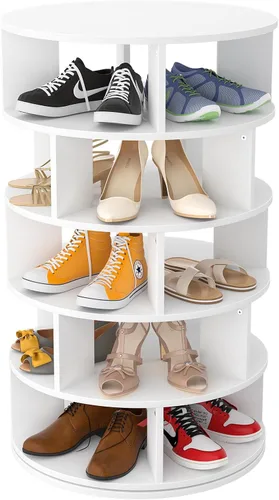 Vista 15 de Aheaplus Torre de Estante Giratorio para Zapatos, Zapatero Giratorio de 7 Niveles 360 Estantes Giratorios para Zapatos Organizador para Closet