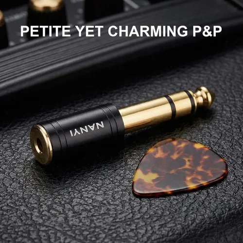 Vista 5 de NANYI adaptador para auriculares estéreo de 1/4 pulgadas a 1/8 pulgadas 1/8" Female to 1/4" Male TRS stereo Audio Adapter; brass body; copper