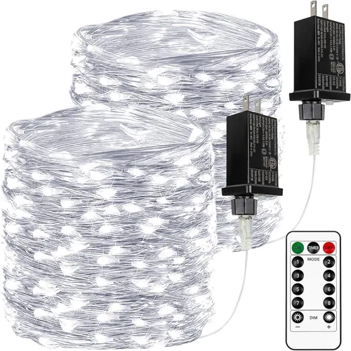 Vista 17 de Guirnalda de 200 luces LED de 66 pies con mando a distancia, luz Caliente a frío