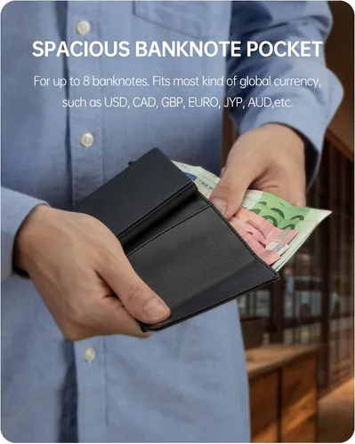 Vista 3 de YESIIW Airtag Wallet For Men - Smart Walle For Men,Leather Smart Air Tag Wallet With Banknote Compartment (No Airtag Included)