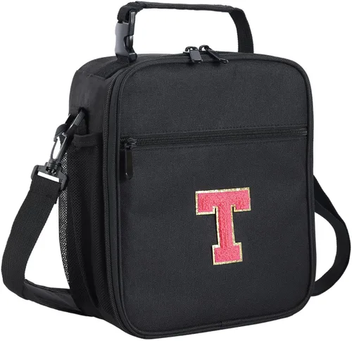 Vista 55 de ELEFOCUS Lonchera aislada con inicial para mujeres y hombres, bolsa de almuerzo personalizada con monograma con correa de hombro ajustable