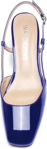 Vista 3 de WAYDERNS Zapatos de tacón bajo de cuña con hebilla sólida y puntera cuadrada para mujer de 2 pulgadas