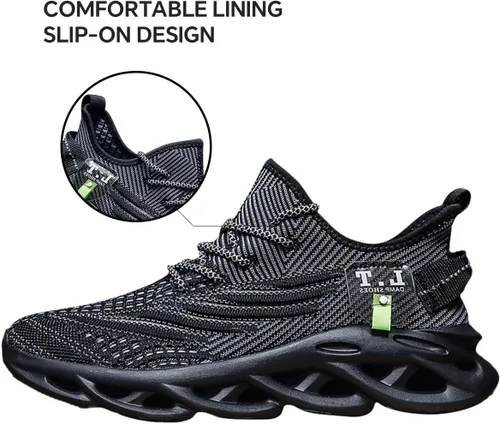 Vista 4 de Zapatos deportivos para correr para hombre, tenis para caminar, gimnasio, deportes, sin cordones, antideslizantes, atléticos, entrenamiento, casual