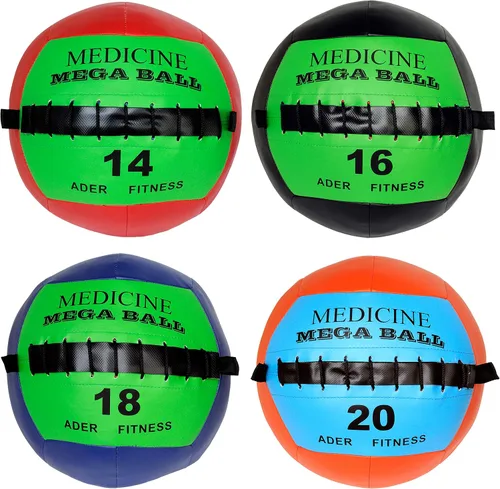 Vista 2 de Ader Soft Mega - Juego de pelotas medicinales de 4,6,8,10,12,14,16,18,20,22,25 libras (11 piezas)