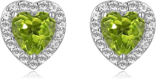 Vista 16 de Amazon Essentials Aretes de plata de ley con halo de corazón de zafiro blanco, (anteriormente colección Amazon)