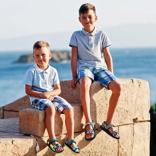 Vista 5 de Sandalias unisex para niños grandes con correas ajustables, sandalias atléticas para exteriores, zapatos casuales