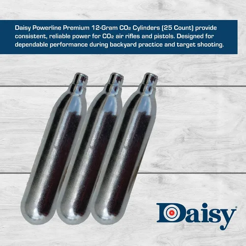 Vista 6 de Daisy Powerline - Cilindros de CO2 de 0.42 oz, 25 unidades, presión consistente, para pistolas de aire de CO2