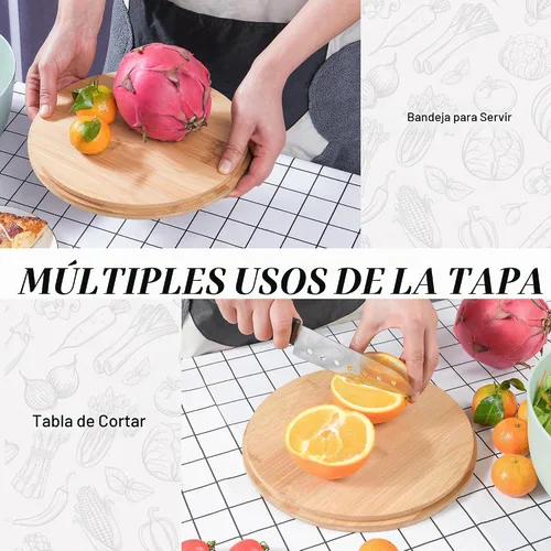 Vista 4 de GEHE - Juego de ensaladera de fibra de bambú con utensilios para servir - Grande de 9.8 pulgadas, recipientes para mezclar de bambú sólido Negro