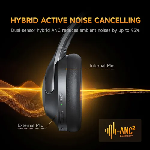Vista 2 de Picun Auriculares inalámbricos para juegos con cancelación activa de ruido, auriculares Bluetooth de 2.4 GHzBluetooth con micrófono desmontable