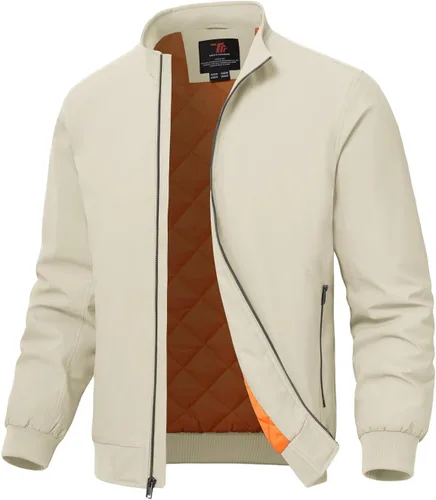 Vista 8 de TBMPOY Men's Winter Lightweight Bomber Jackets Water Resistant Fall Casual Windbreakers Quilted Full Zip Windproof Work Coats