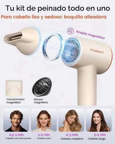 Vista 6 de Secador de pelo iónico con difusor para cabello rizado, secador de viaje de 0.86 libras