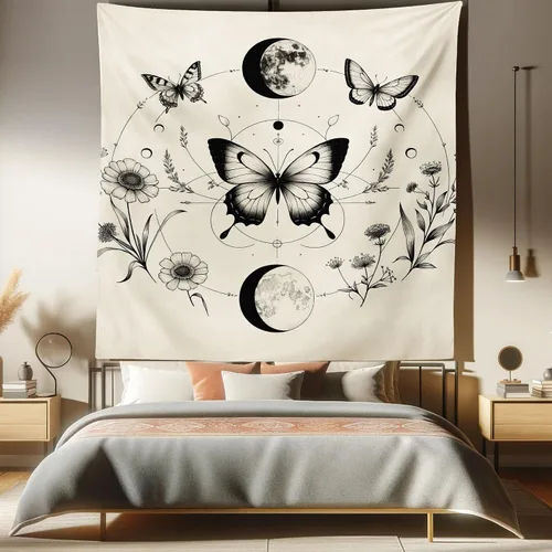 Vista 153 de Ambesonne Tapiz Trippy, vista panorámica de la cascada con bosques de ensueño y mandala oriental psicodélico, decoración de tela para colgar