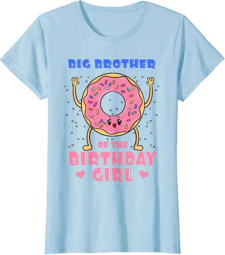 Vista 29 de Big Brother Of The Birthday Girl Donut Bday Party Bro Sib Camiseta, Negro, S