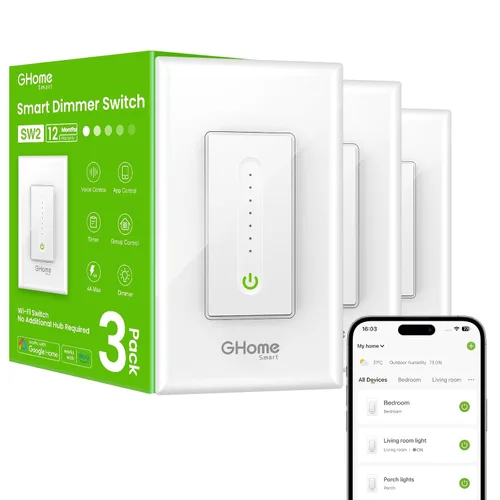 Vista 9 de GHome - Interruptor de luz regulador inteligente, polo único, atenuación