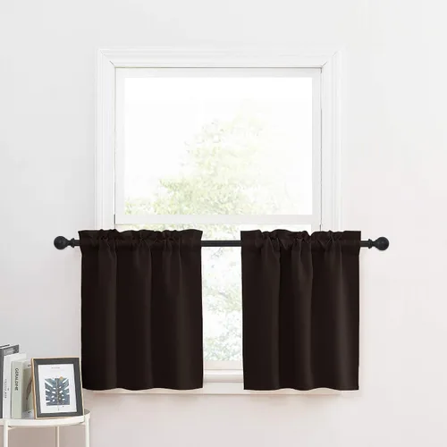 Vista 40 de NICETOWN Cortinas estilo granja de 30 pulgadas de largo para gabinete y alacena de cocina, con aislamiento térmico, bolsillo para barra, cortinas
