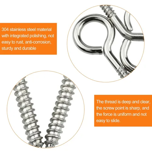 Vista 7 de 30 ganchos de techo de acero inoxidable con tornillo, tornillos de ojo para colgar luces de Navidad al aire libre, Navidad, Acción de Gracias