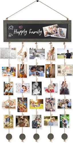Vista 9 de Bikoney Marcos de Fotos Collage Decoración de Pared Exhibición Colgante de Fotos Tablero de Fotos Marcos Rústicos de Madera para Decoración