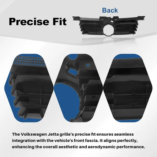 Vista 5 de CarPartsDepot Rejilla delantera compatible con Volkswagen Jetta (1999-2005 Jetta Black)