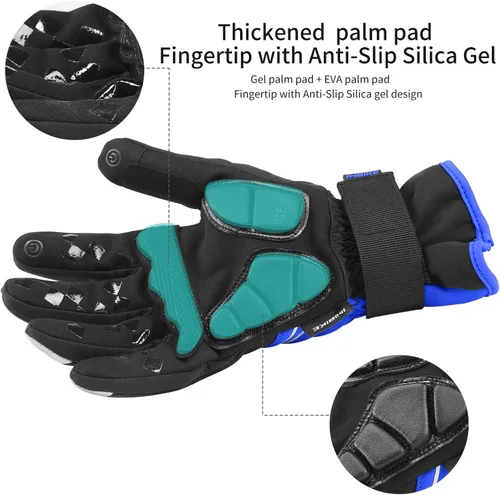 Vista 3 de INBIKE Guantes de ciclismo para hombres invierno a prueba de viento reflexivo almohadillas de gel térmico pantalla táctil