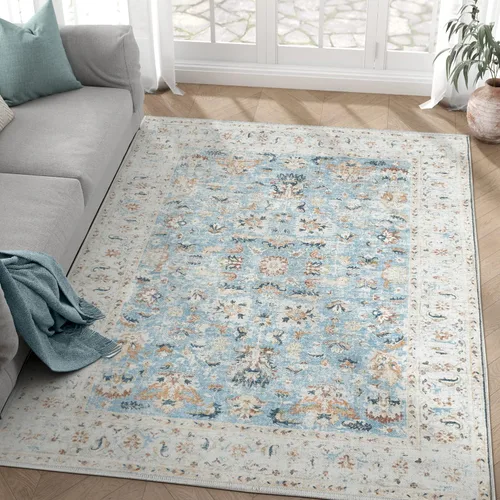 Vista 26 de jinchan Alfombra de entrada de 2 x 3 pulgadas, lavable, diseño floral vintage, tapete pequeño para interiores, bohemio, ligero, delgado
