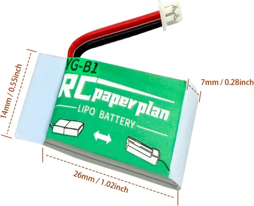 Vista 7 de HAWK'S WORK 2 baterías Lipo de 3.7 V, batería recargable de polímero de litio de 150 mAh para helicópteros RC Plane Drone todos los modelos