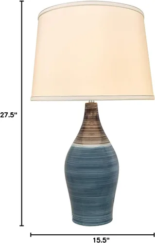 Vista 5 de Aspen Creative 40185-11 - Lámpara de mesa de cerámica de transición de 27-1/2 pulgadas, color marrón y azul y pantalla de lámpara