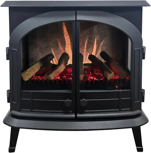 Vista 9 de Modern Ember Harlowe - Estufa Calentador de Chimenea Eléctrica Independiente en Negro con Cama de Brasas Multicolor Tecnología Inteligente