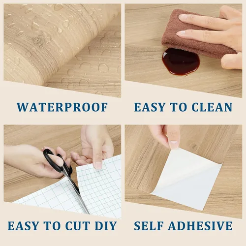 Vista 8 de Papel de contacto de grano de madera Papel tapiz ligero para Madera clara