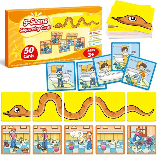 Vista 11 de Kasfalci Tarjetas de secuenciación, juego de secuencia para niños, materiales de terapia del habla para autismo, mejorar la narración de historias