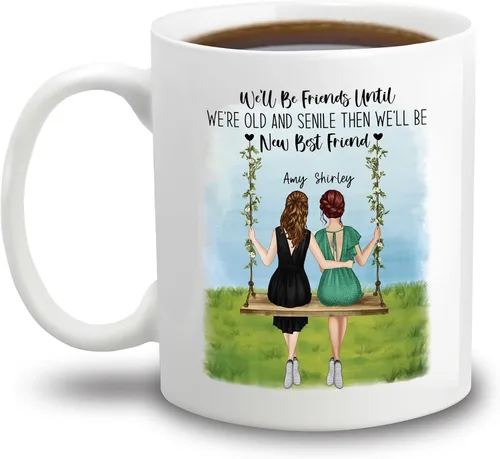 Vista 11 de Taza personalizada con texto en inglés "There Are Friends There Is Family And Then There Are Friends That Become Family", taza de café personalizada