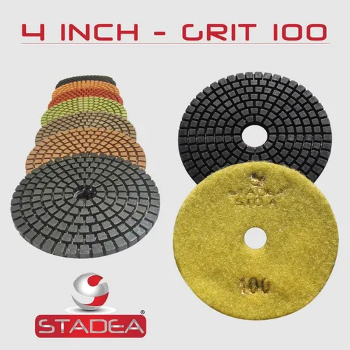 Vista 12 de Grit 50 4" Diamond Pulir Pads Premium Grado Mojado Flexible 3 MM Alto