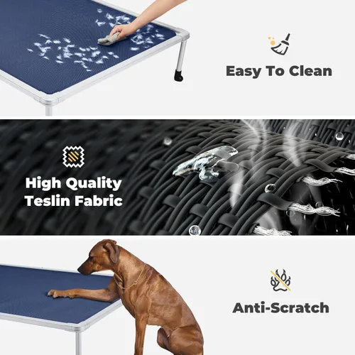 Vista 3 de [Usado] Veehoo Cama elevada para perros a prueba de masticaciones, cuna elevada para mascotas, malla transpirable, lavable y antideslizante para Azul
