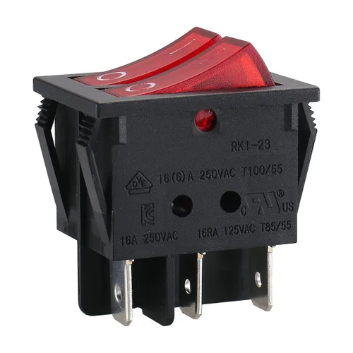 Vista 10 de Baomain - 1 paquete de interruptor basculante doble con luz roja, ON/Off DPDT de 6 pines, 16 A/250 V CA, 16 A/125 V CA, listado UR VDE