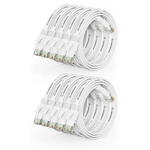 Vista 24 de Cable Ethernet Cat 6 de 1 pie (paquete de 10) (a un precio Cat5e pero mayor ancho de banda) Cables de red planos de Internet - Cable de conexión