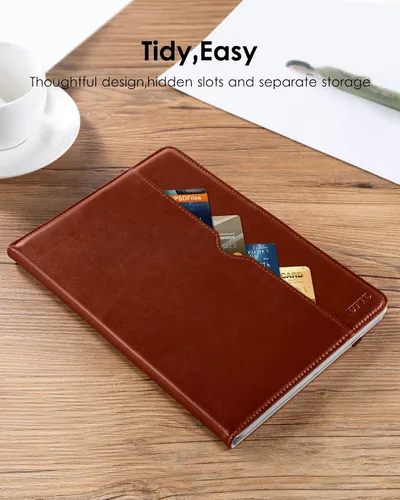 Vista 5 de DTTO para iPad de 9.7 pulgadas 5ª/6ª generación 2018/2017, funda con soporte para Apple Pencil, funda de cuero premium tipo folio con soporte