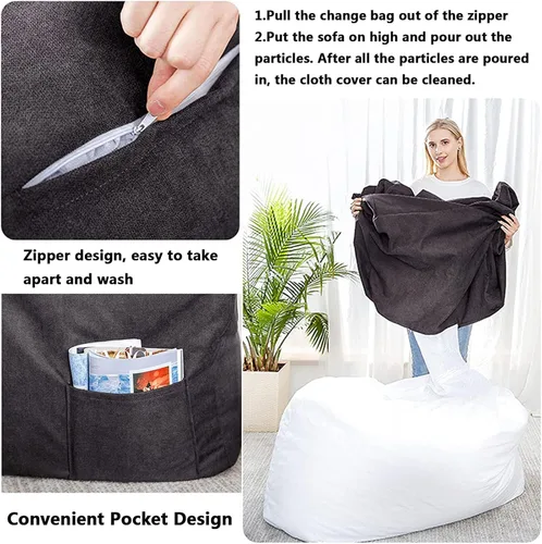 Vista 6 de HWOEK Sofa Lazy Sack - Puf ultra suave, sillas, tumbona perezosa, tatami (sin relleno), funda para puf suave para adultos, adolescentes y niños