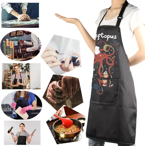 Vista 6 de MBMSO Delantal de cocina de pulpo, divertido pulpo, regalos de cocina, regalo de chef, delantal de humor para amantes del pulpo, regalo de barbacoa