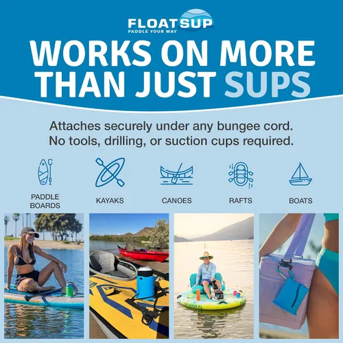 Vista 4 de Floatsup - Soporte para bebidas con diseño de copa, color azul Works with SUP & Kayak, Fits Cans and Bottles Up to 3" Wide, Secures Under Bungee