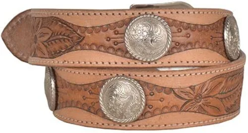 Vista 2 de Myra Bag Cinturón de cuero floral occidental para mujer, cinturón de herramientas manuales marrón